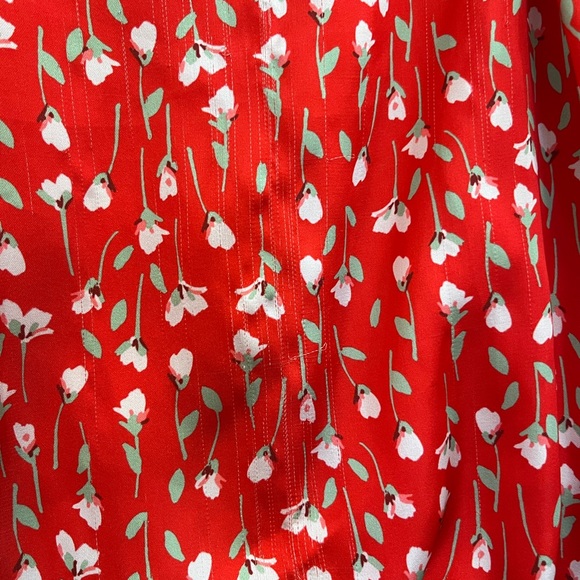 Red Ruffled Midi Dress - Picture 8 of 9